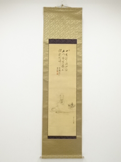 JAPANESE HANGING SCROLL / HAND PAINTED / WHITE-ROBED GUANYI / BY SOKEN